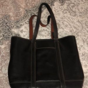 Black leather coach tote